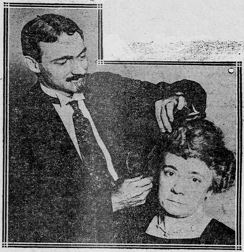 Francois Marcel, marcelling his wife's hair